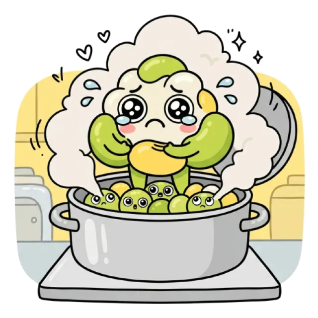 蒸し大豆のステージ3のすがた
